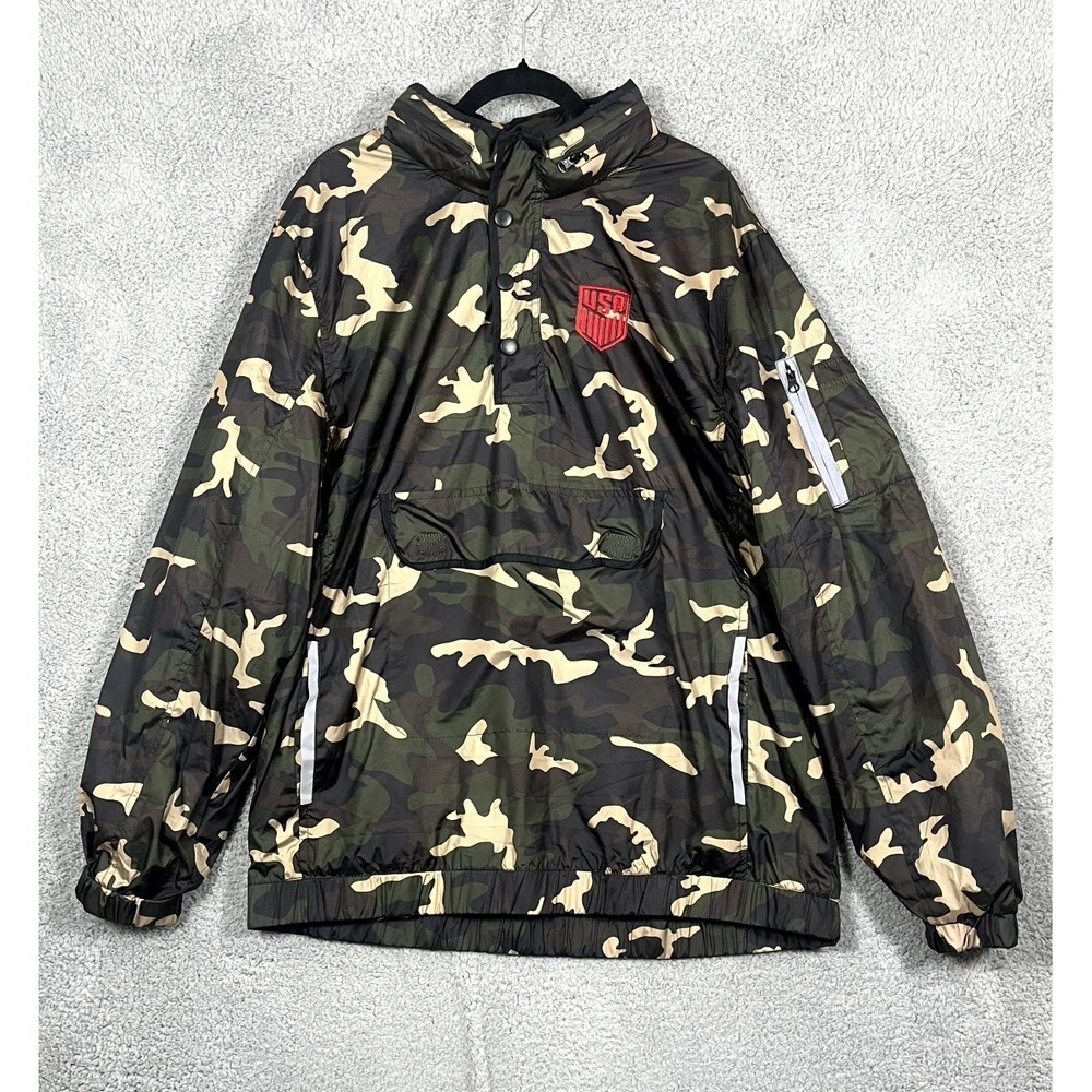 i5 Apparel Anorak Jacket Mens 2XL Green Camouflage USA Soccer Windbreaker